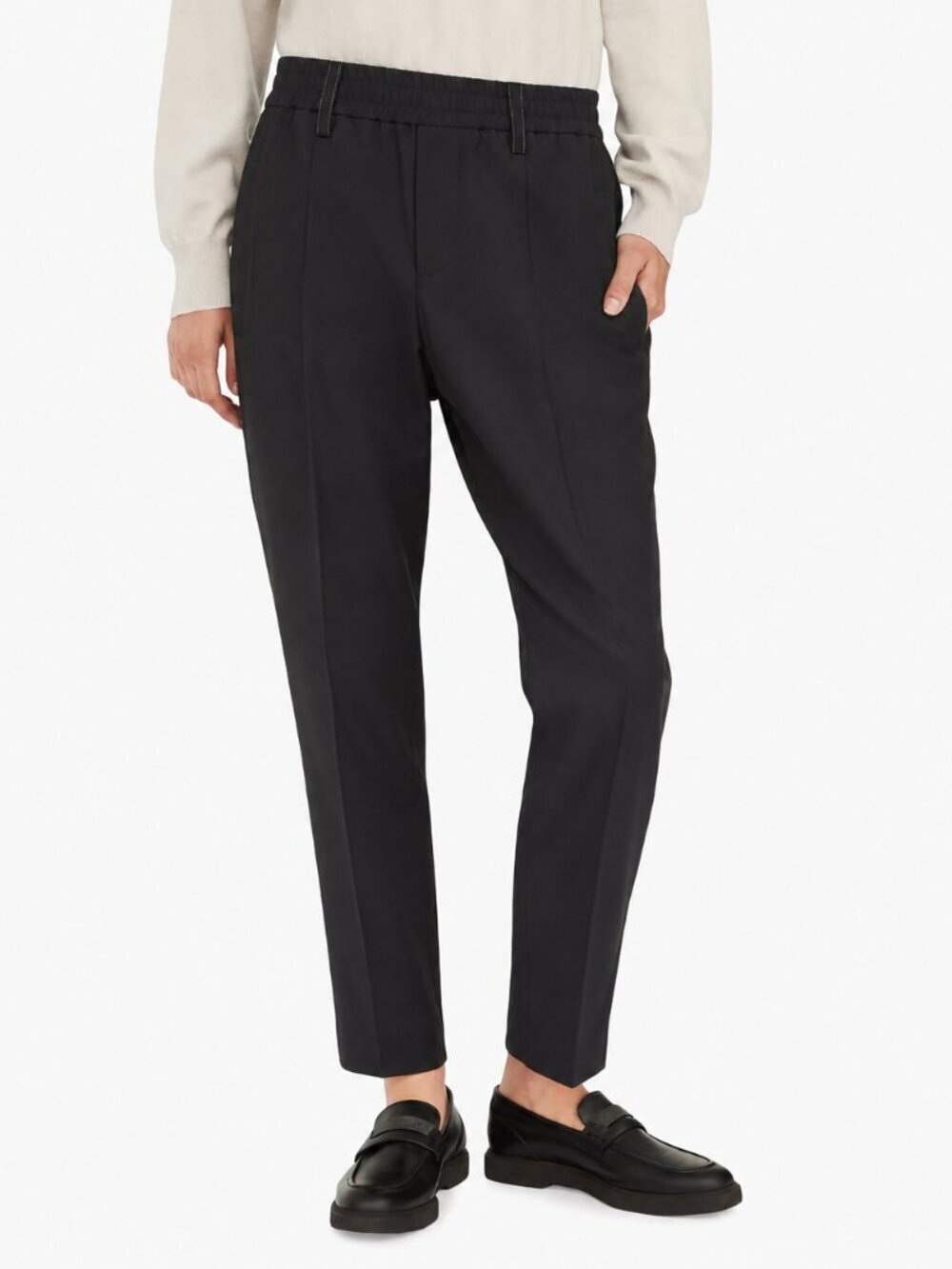 Brunello Cucinelli Monili Pants Gray Tapered Wool Blend Size 10 New Tag $1450